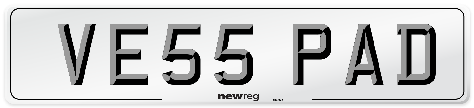 VE55 PAD Number Plate from New Reg